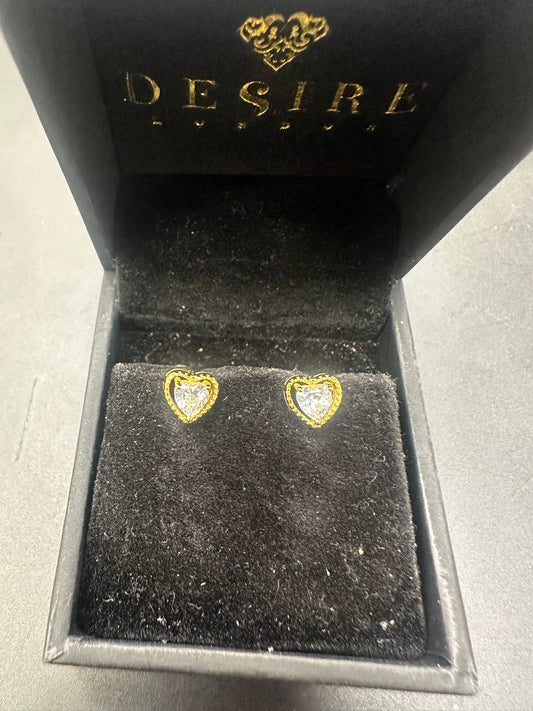 Sterling Silver Heart Shape Stud Earring CZ Stone ECZ10017