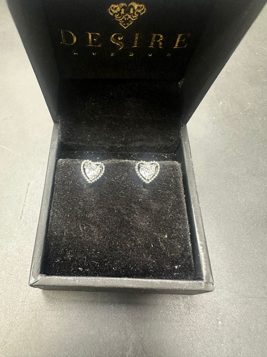 Sterling Silver Heart Shape Stud Earring CZ Stone ECZ10017