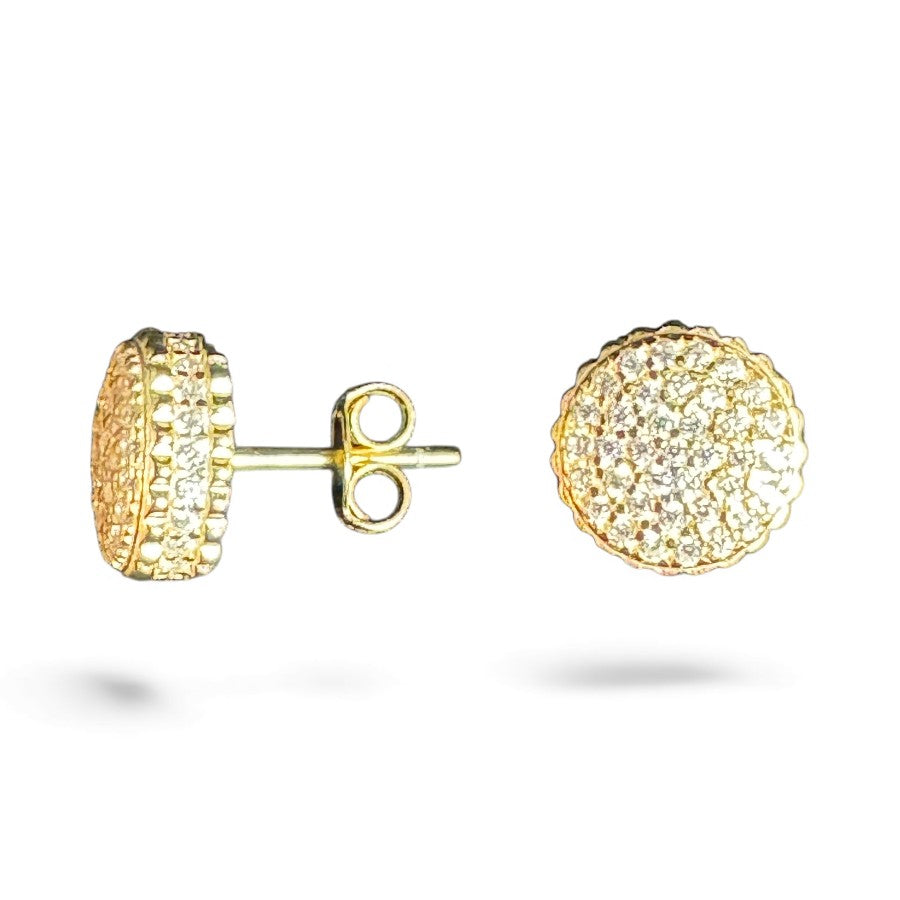 Sterling Silver Stud Earring Gold Plated CZ Stone ECZ10030
