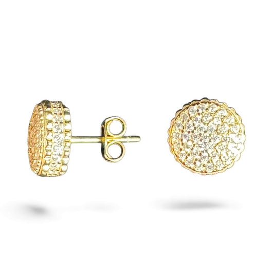 Sterling Silver Stud Earring Gold Plated CZ Stone ECZ10030