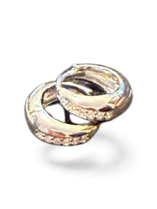 Sterling Silver Round Earring CZ Stone ECZ10044