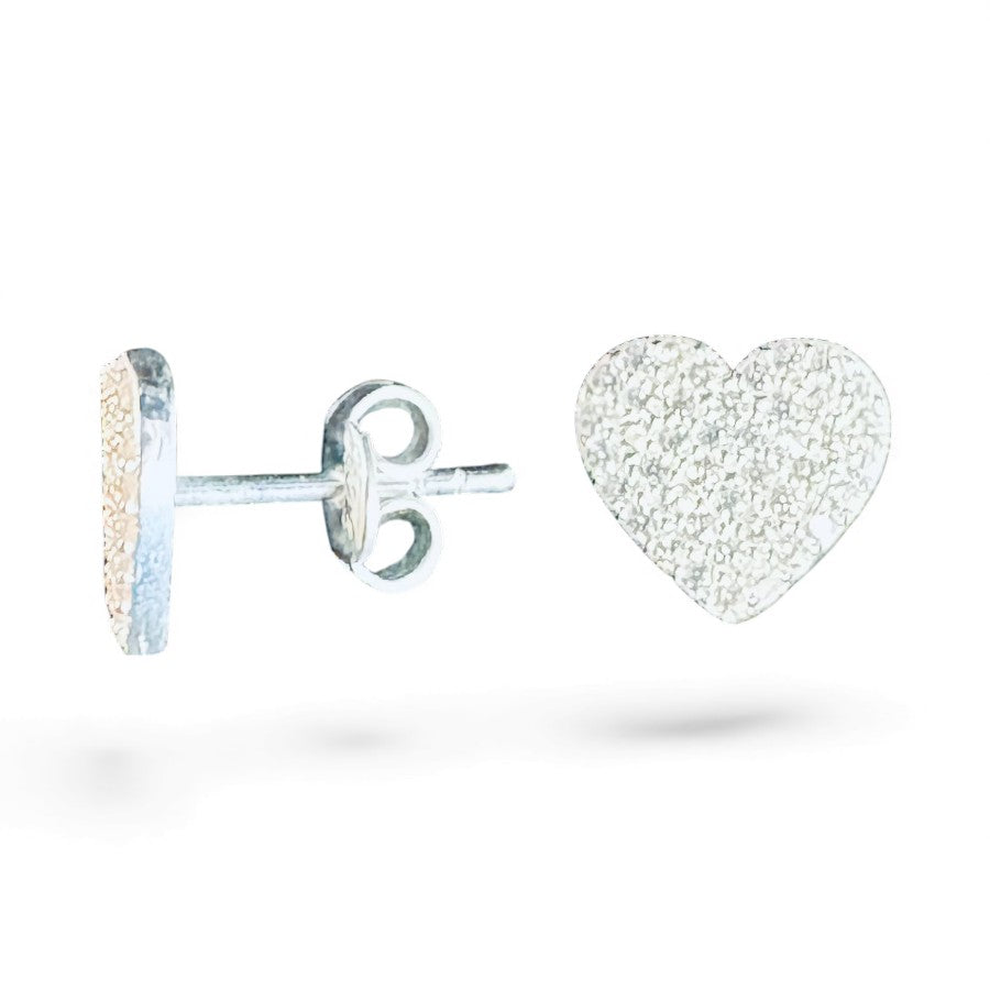 Sterling Silver Earring Heart Shape CZ Stone ECZ10055