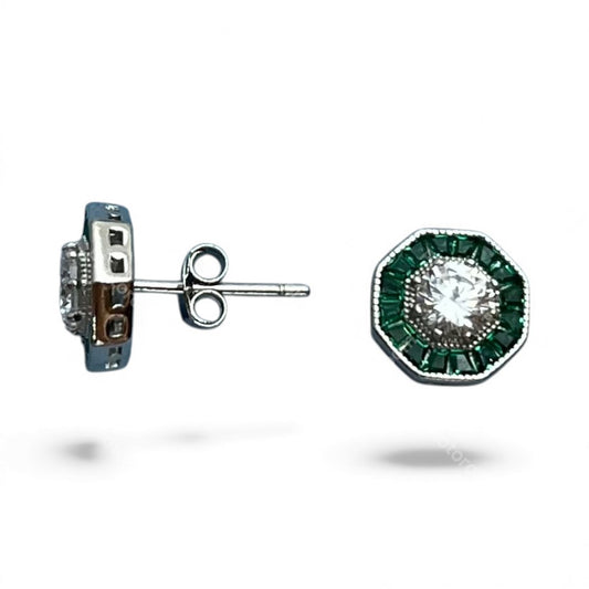 Sterling Silver Stud Earring CZ Stone ECZ10087H
