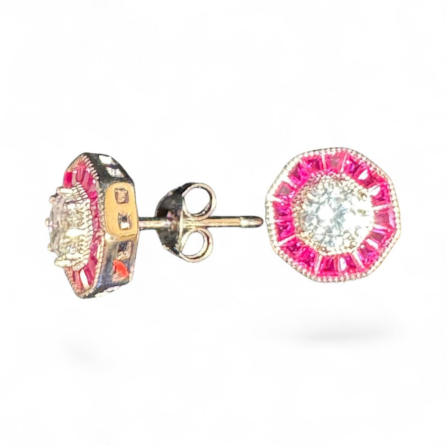 Sterling Silver Stud Earring CZ Stone ECZ10087H