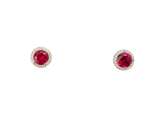 Sterling Silver Stud Earring CZ Square Stone ECZ10087