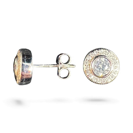 Sterling Silver Stud Earring CZ Stone ECZ10093