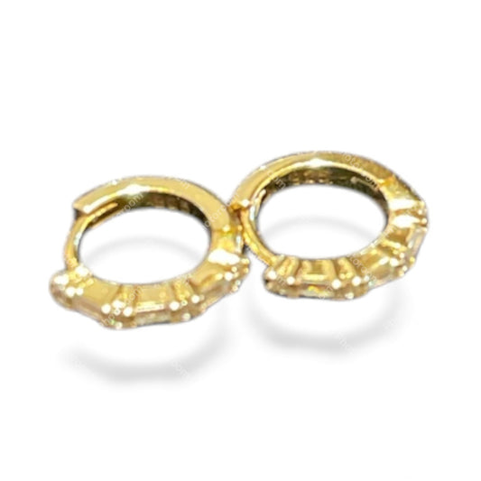 Sterling Silver Round Earring Gold Plated CZ Stone ECZ10212