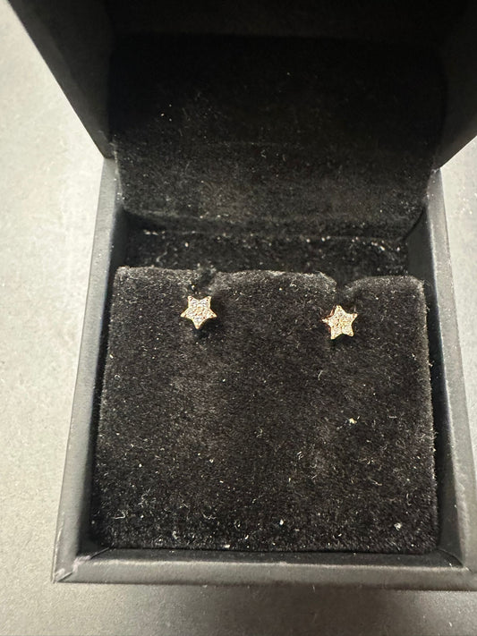 Sterling Silver Stud Earring CZ Stone Rose Plated ECZ10311