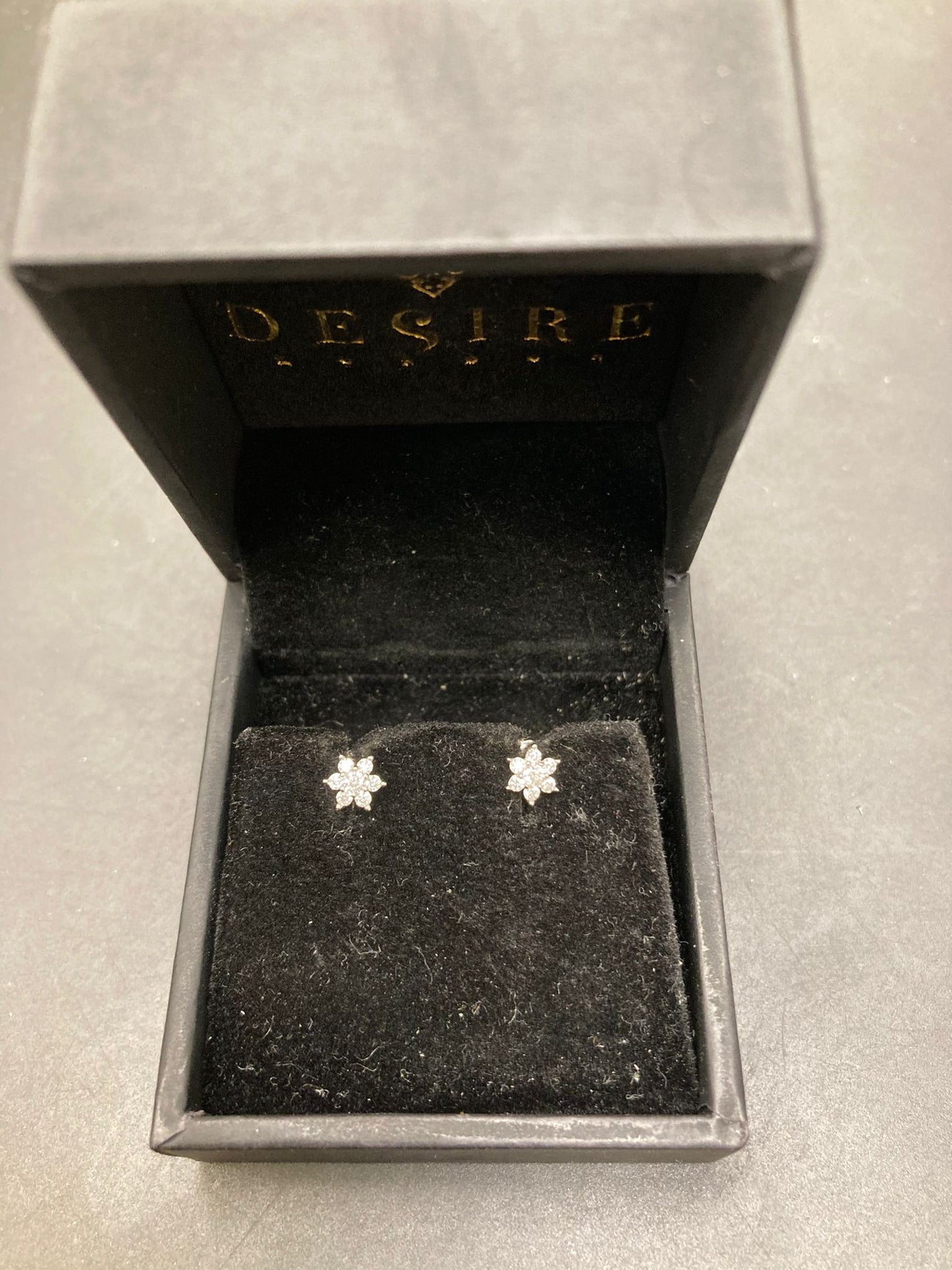 Sterling Silver Flower Stud Earring CZ Stone ECZ1219