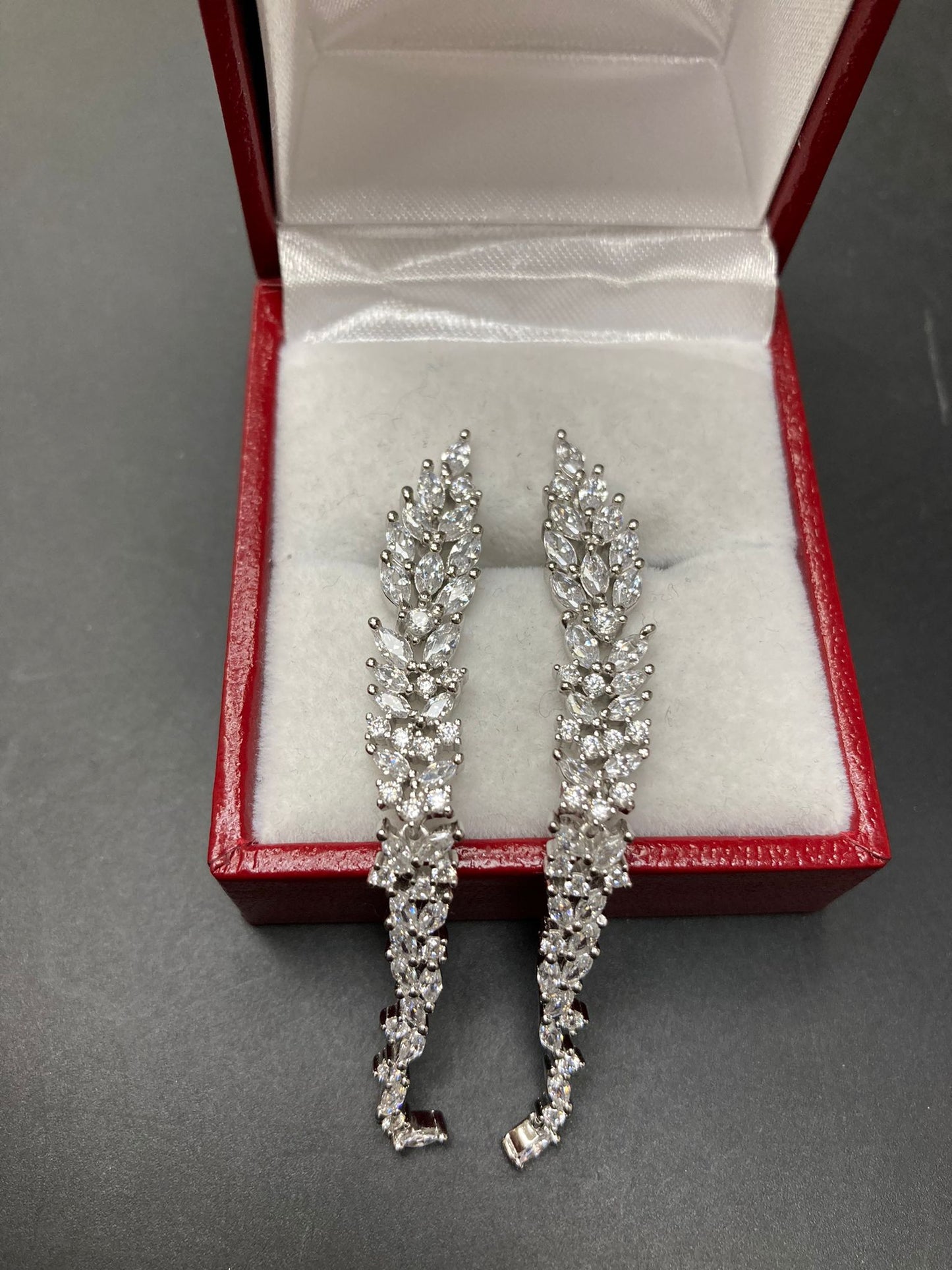 Cascade CZ Drop Earrings - Silver - ECZ1307