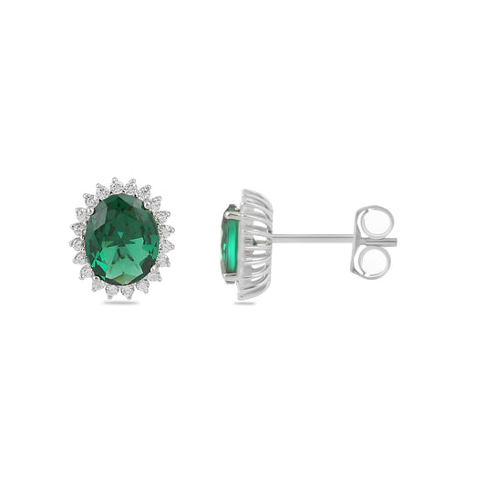 Sterling Silver Stud Earring CZ Stone ECZ164