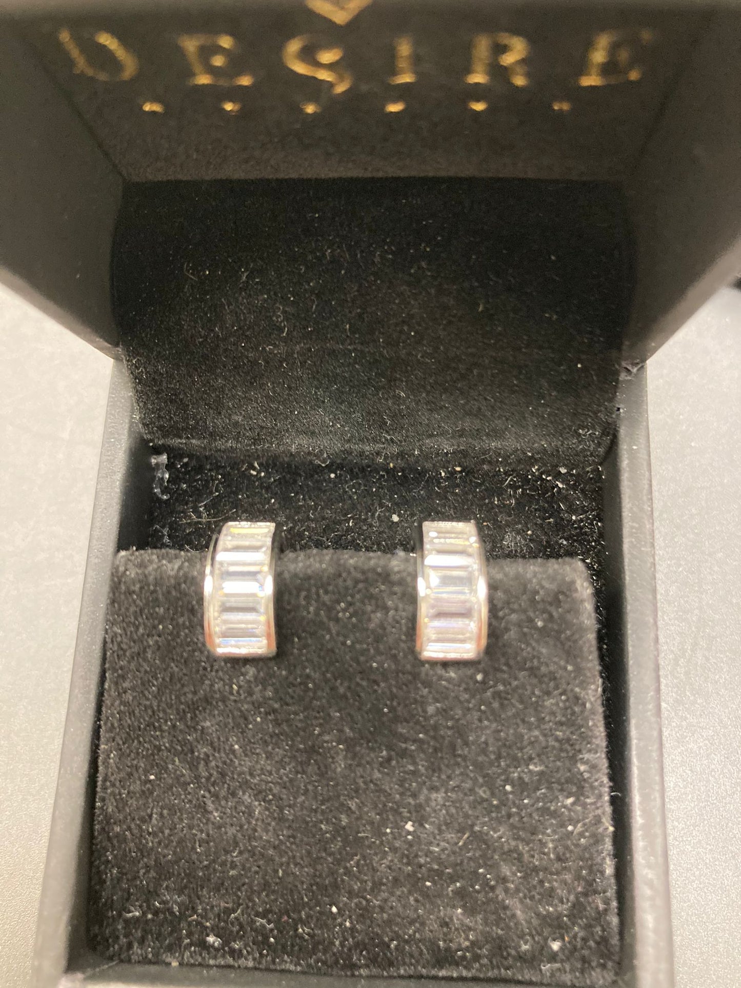 4mm Baguette CZ Huggie Earrings - Silver - ECZ19935