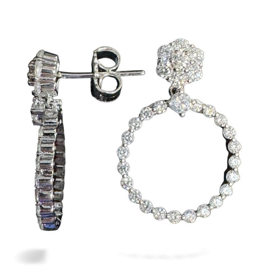 Sterling Silver Round Earring CZ Stone ECZ2018