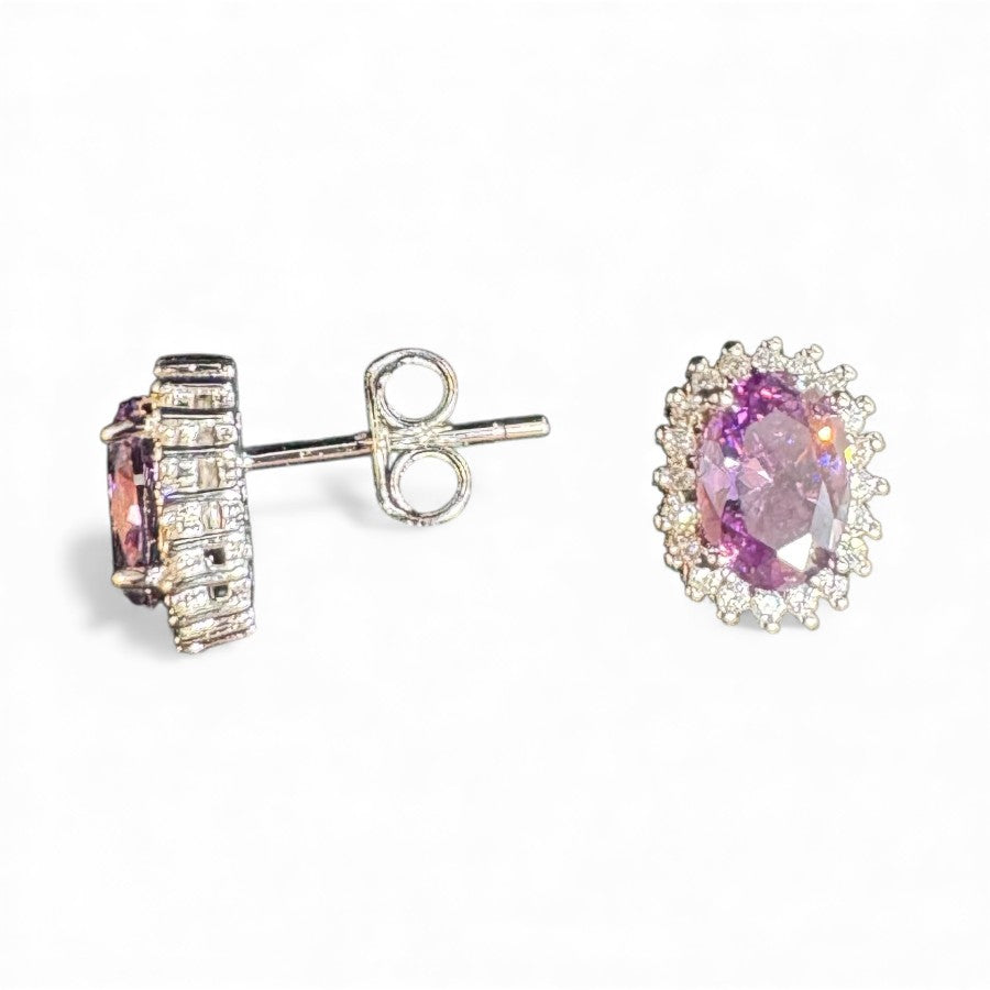 Sterling Silver Stud Earring CZ Stone ECZ215