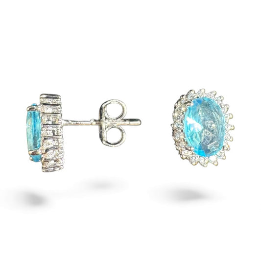 Sterling Silver Stud Earring CZ Stone ECZ215