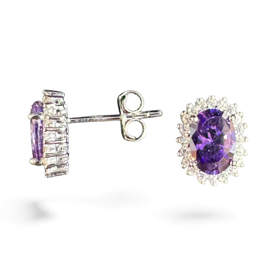 Sterling Silver Stud Earring CZ Stone ECZ215
