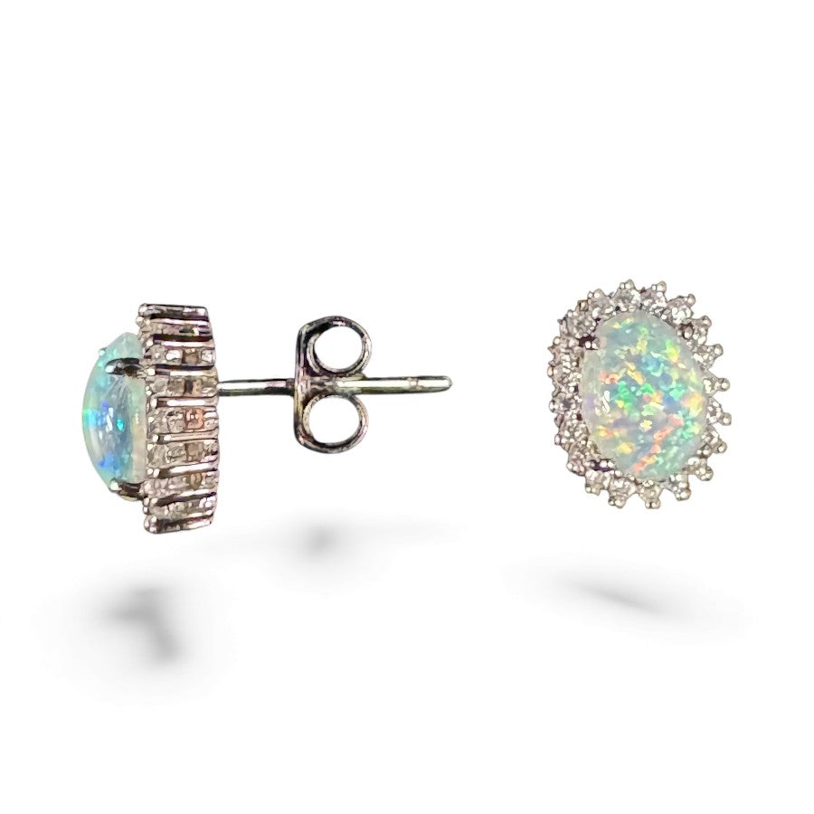 Sterling Silver Stud Earring CZ Stone ECZ215