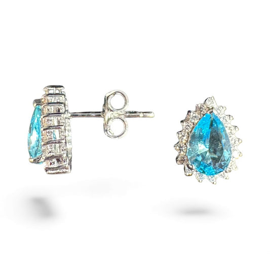 Sterling Silver Stud Earring CZ Stone ECZ216