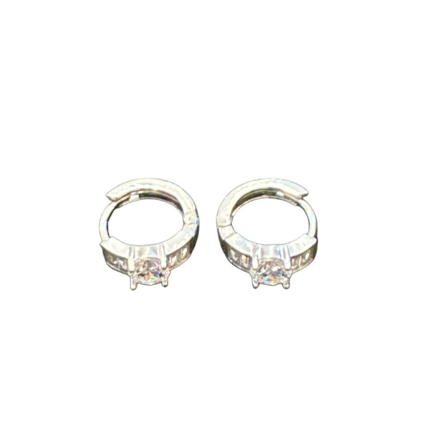 Sterling Silver Round Earring CZ Stone ECZ3031