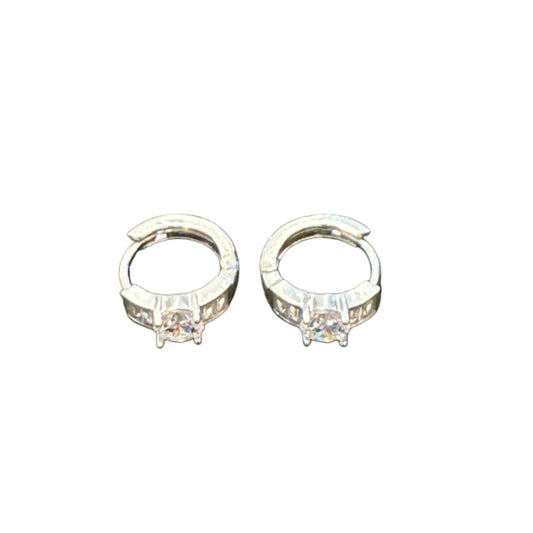 Sterling Silver Round Earring CZ Stone ECZ3031