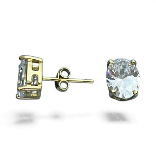 Sterling Silver Stud Earring Oval CZ Stone ECZ33104
