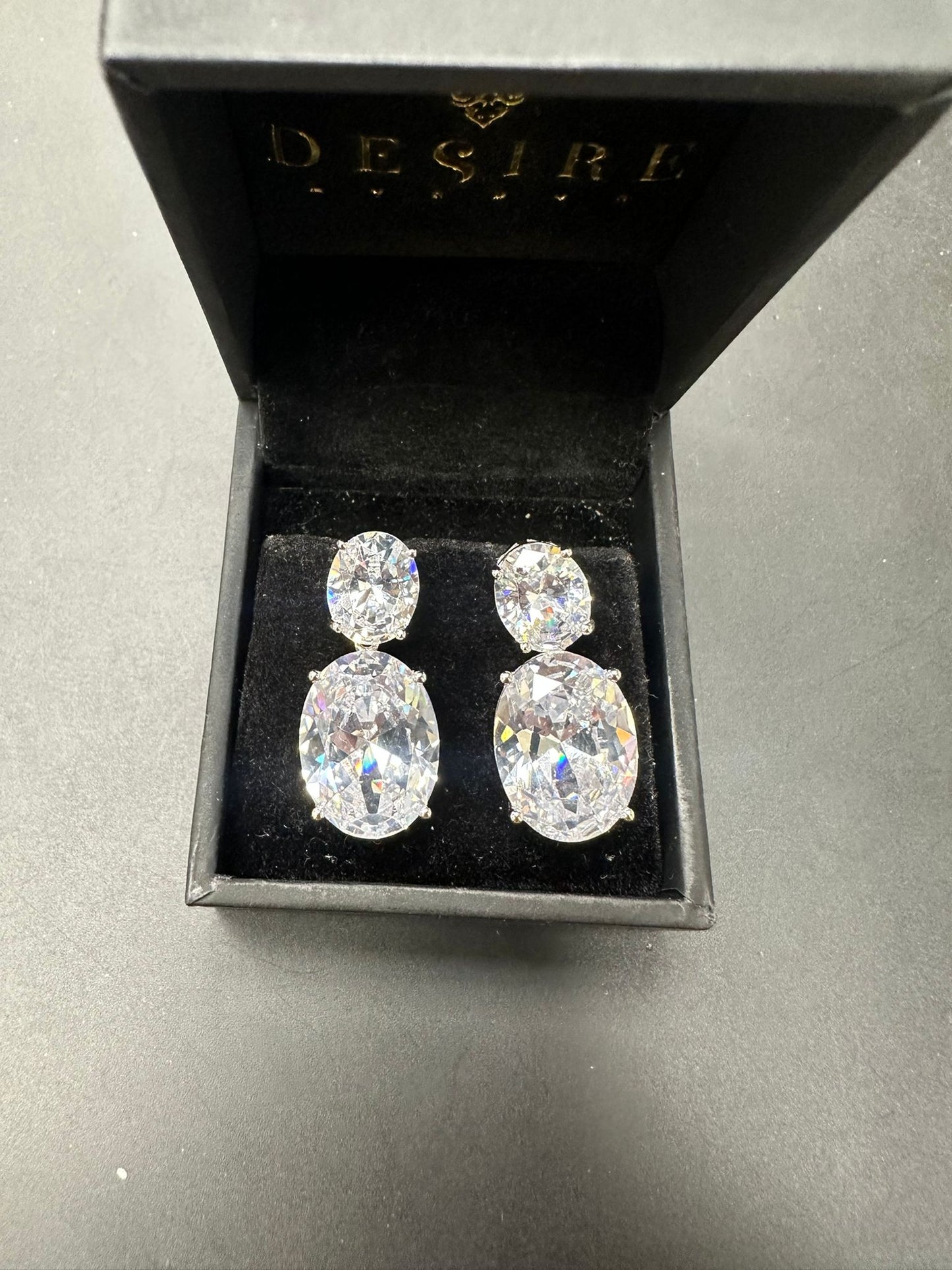 Sterling Silver Stud Earring Double CZ Stone ECZ33106