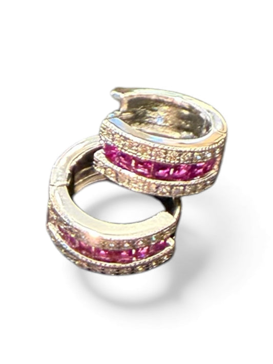 Sterling Silver Round Earring CZ Stone ECZ362