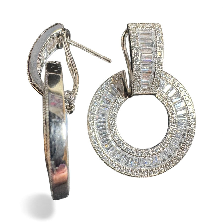 Sterling Silver Round Earring CZ Stone ECZ507