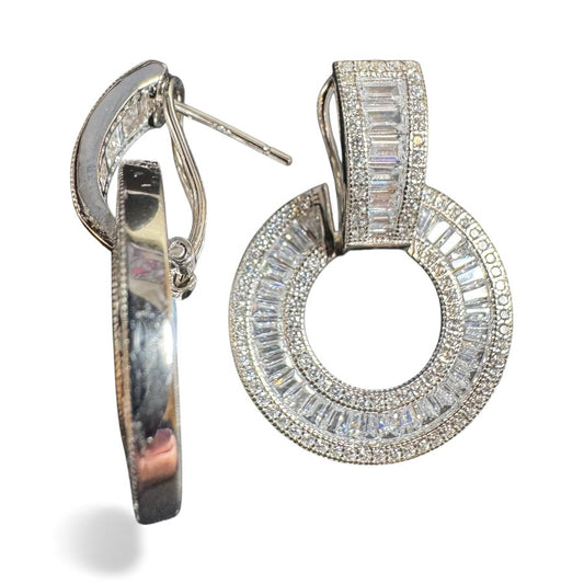 Sterling Silver Round Earring CZ Stone ECZ507