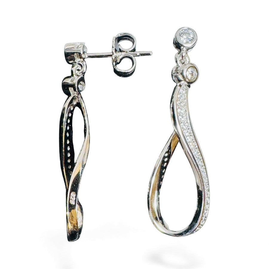 Sterling Silver Stud Earring Infinity CZ Stone ECZ513