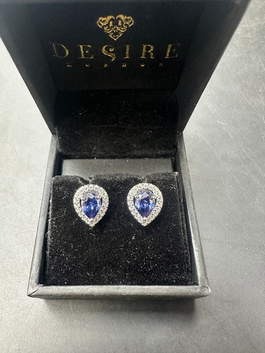 Sterling Silver Stud Earring CZ Stone ECZ6003 in a luxury Desire London box.
