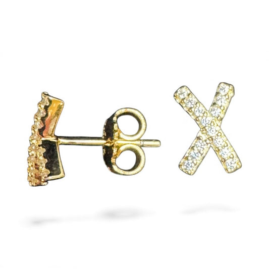 Sterling Silver Earring Gold Plated CZ Stone ECZ6018