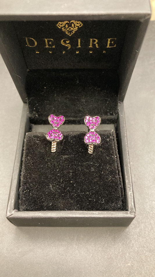 Sterling Silver Cz Sparkling Bow Earrings ECZ6031