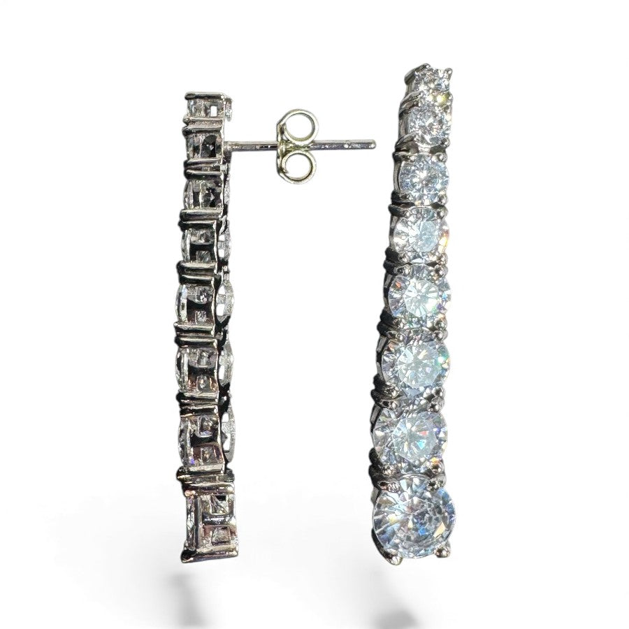 Sterling Silver Drop Earring CZ Stone ECZ652