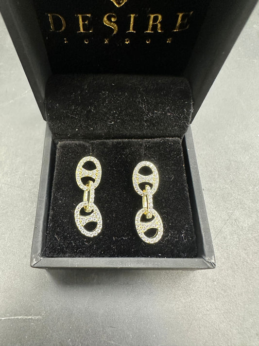 Sterling Silver Cz Mariner Link Earrings ECZ6821