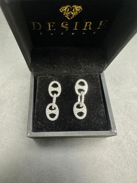 Sterling Silver Cz Mariner Link Earrings ECZ6821