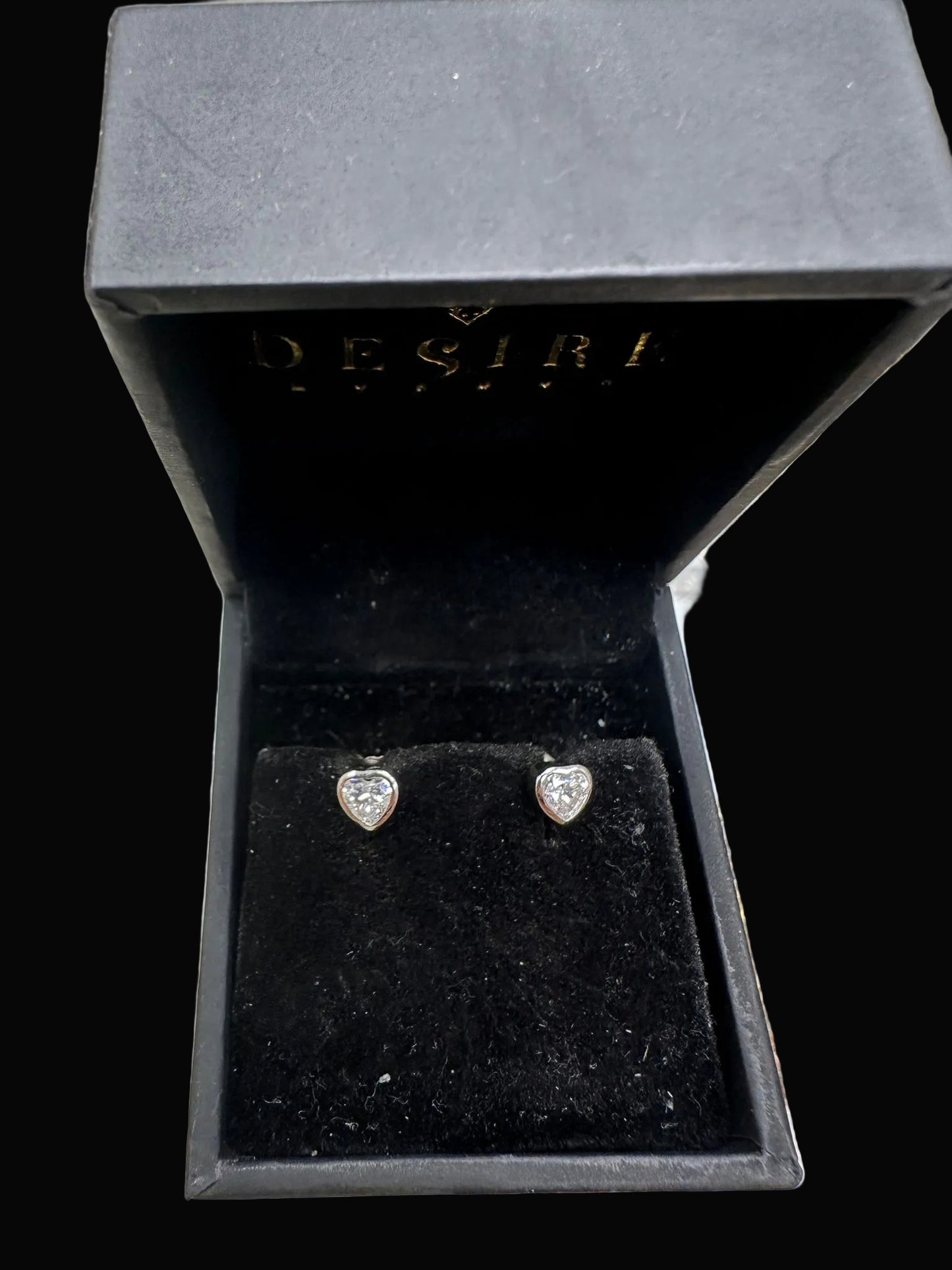 Sterling Silver Stud Earring Heart Shape CZ Stone ECZA816R