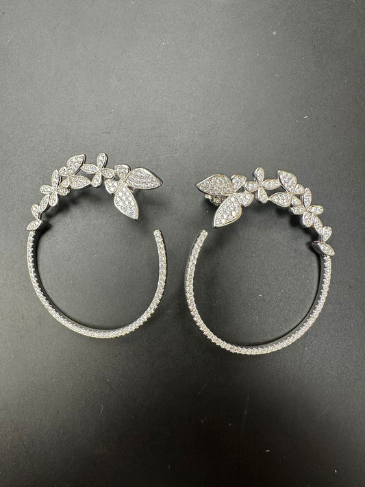 Sterling Silver Round Earring CZ Stone ECZ857