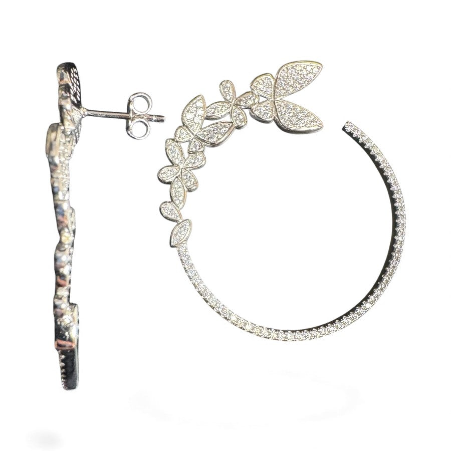 Sterling Silver Round Earring CZ Stone ECZ857