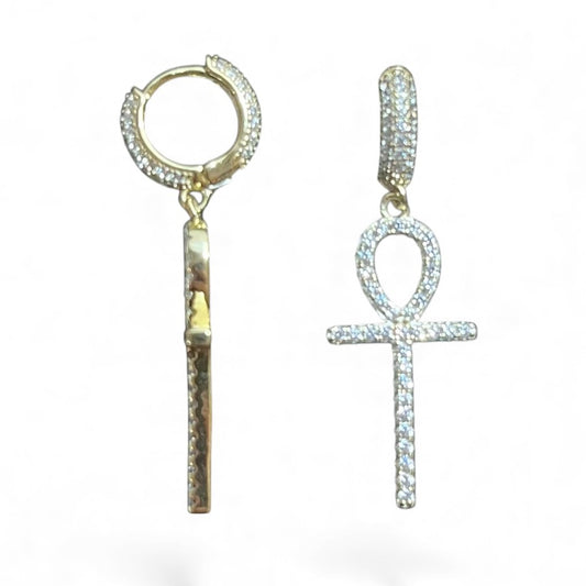 Sterling Silver Cross Earring CZ Stone ECZ90S