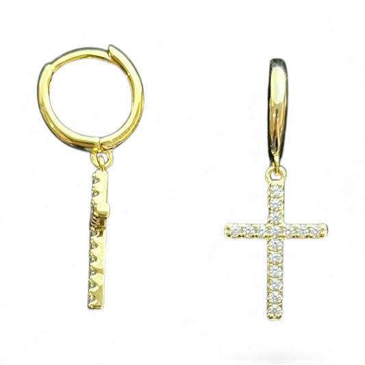 Sterling Silver Cross Earring CZ Stone ECZ90X