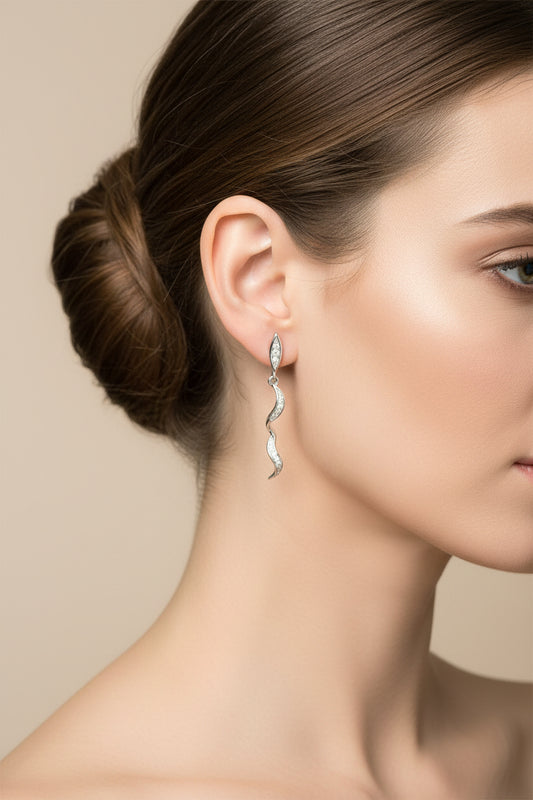 Sterling Silver Cz Drop Earrings ECZ9105