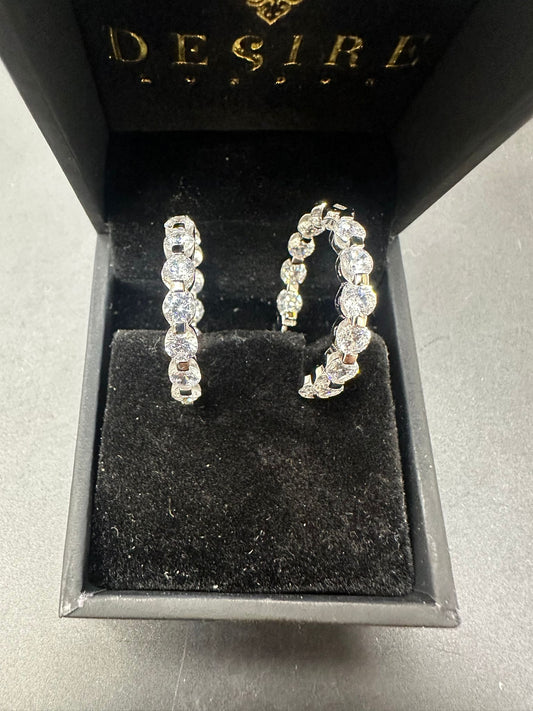 Sterling Silver Round Earring CZ Stone ECZ9559