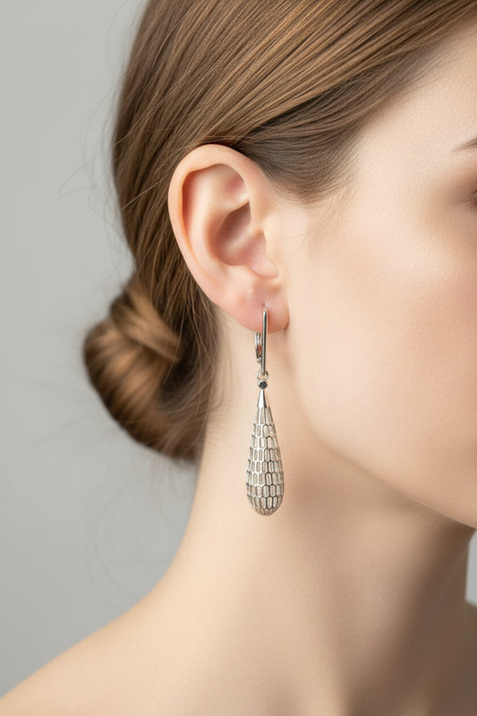 Sterling Silver Mesh Drop Earring  ECZ9560