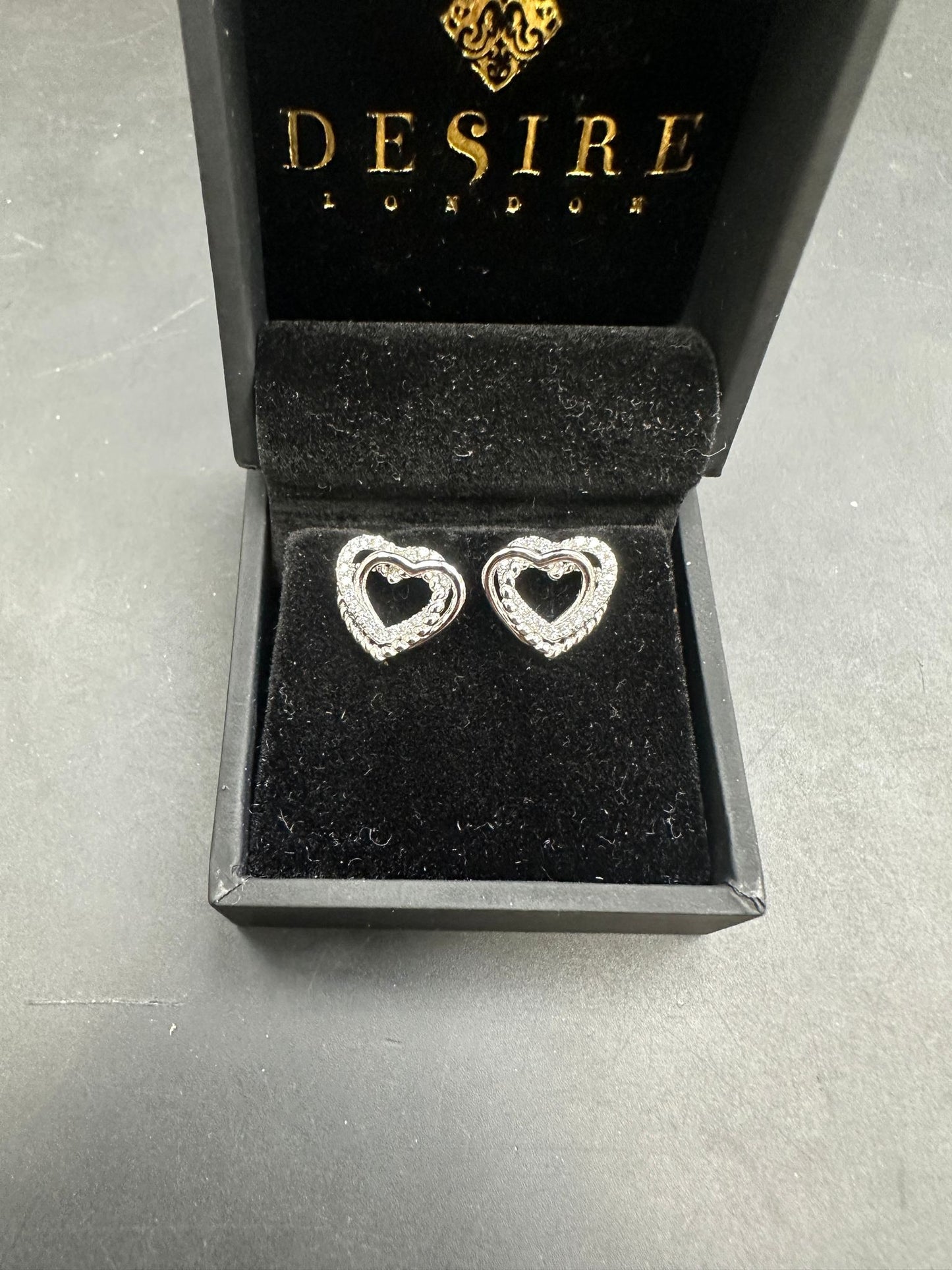 Sterling Silver Cz Triple Open Heart Earring ECZ9700