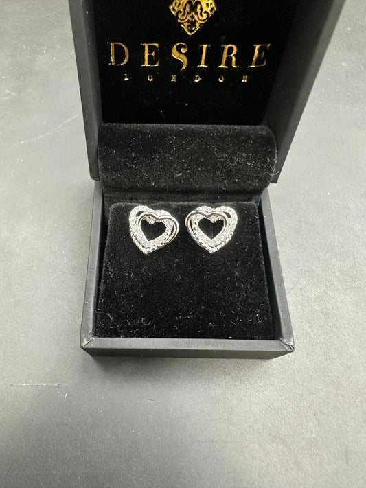 Sterling Silver Cz Triple Open Heart Earring ECZ9700