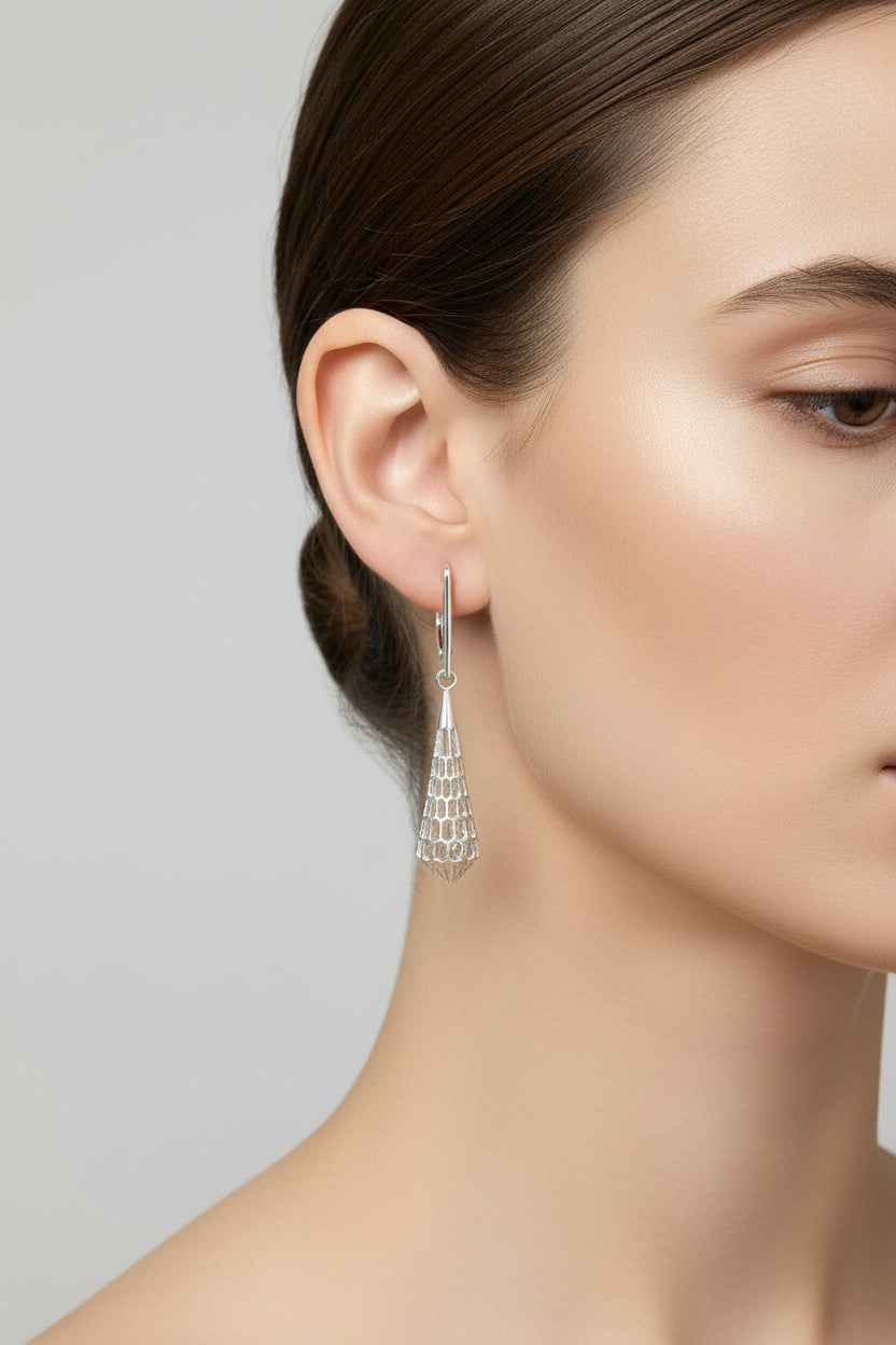 Sterling Silver Mesh Drop Earring  ECZ9816