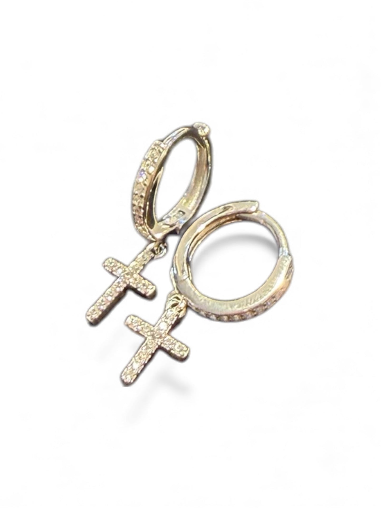 Sterling Silver Cross Earring CZ Stone ECZ9832