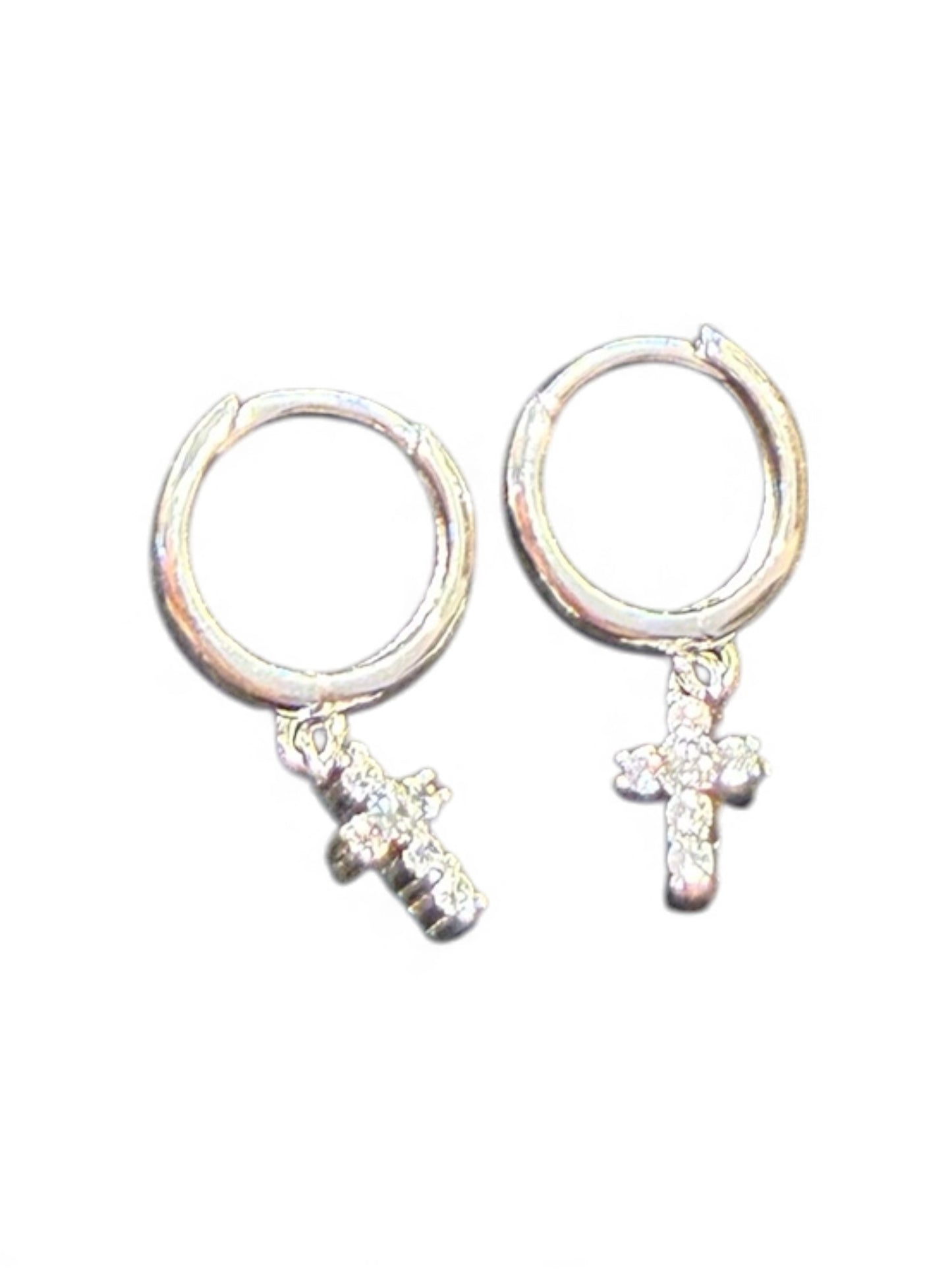 Sterling Silver Cross Earring CZ Stone ECZ9832