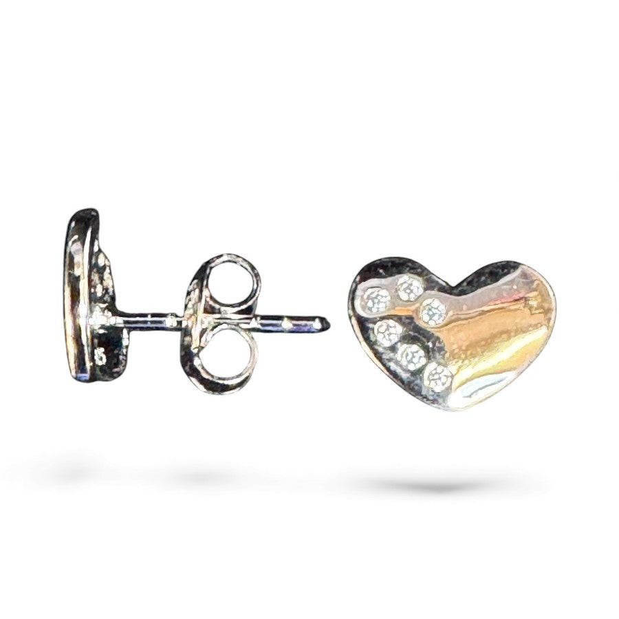 Sterling Silver Stud Earring Heart Shape CZ Stone ECZ9912